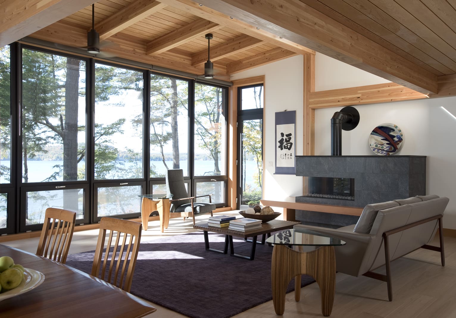 Living room with a view of Lake Sunapee