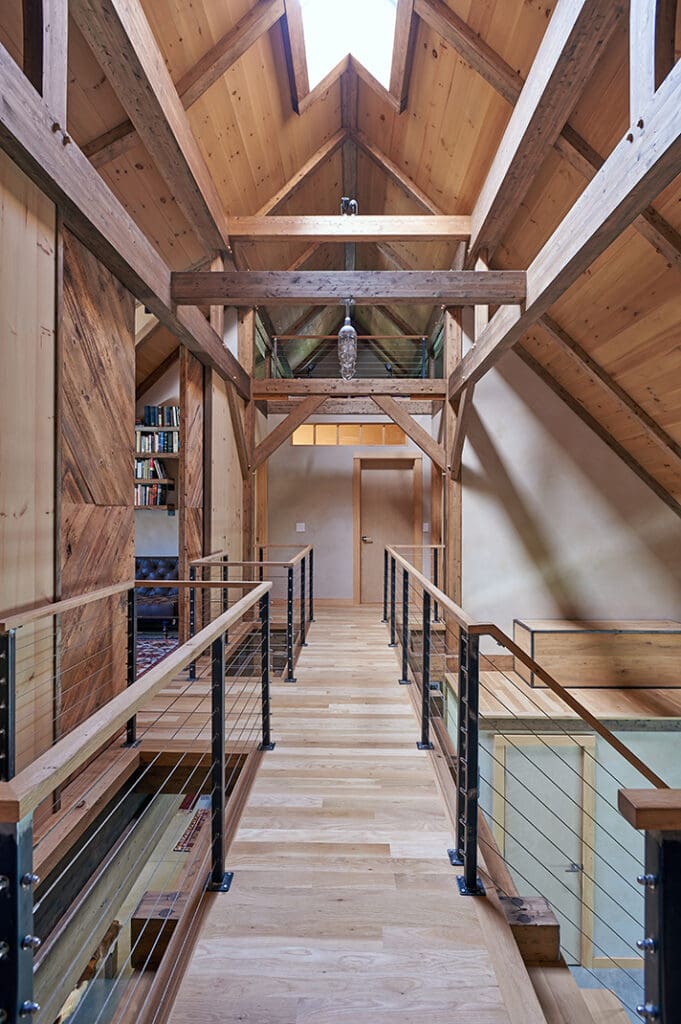 Looking down a long hallway