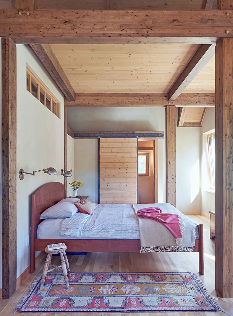 Bedroom in a timberframe home