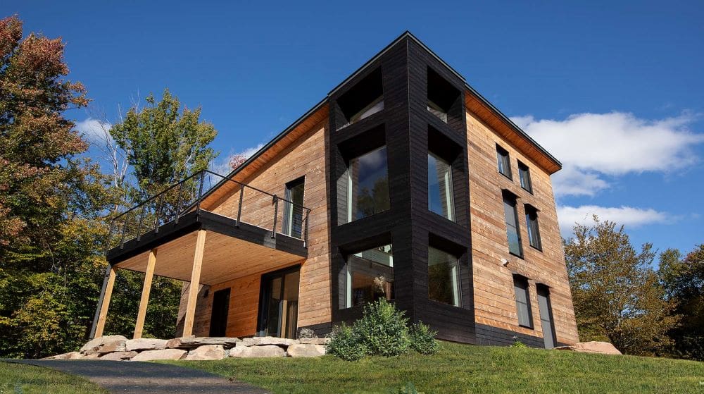 Modern home with cedar siding