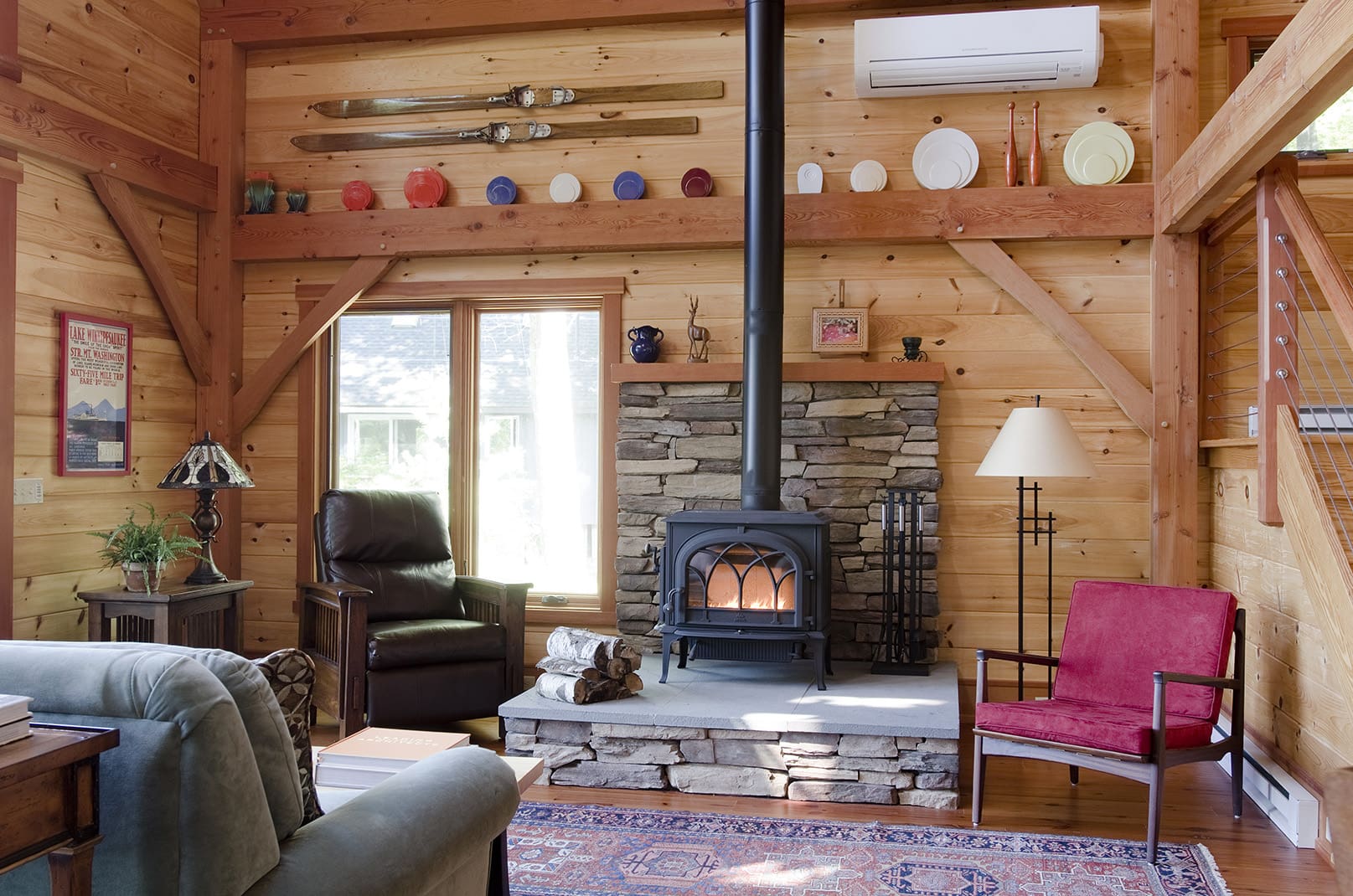 Cozy living room with a wood stove