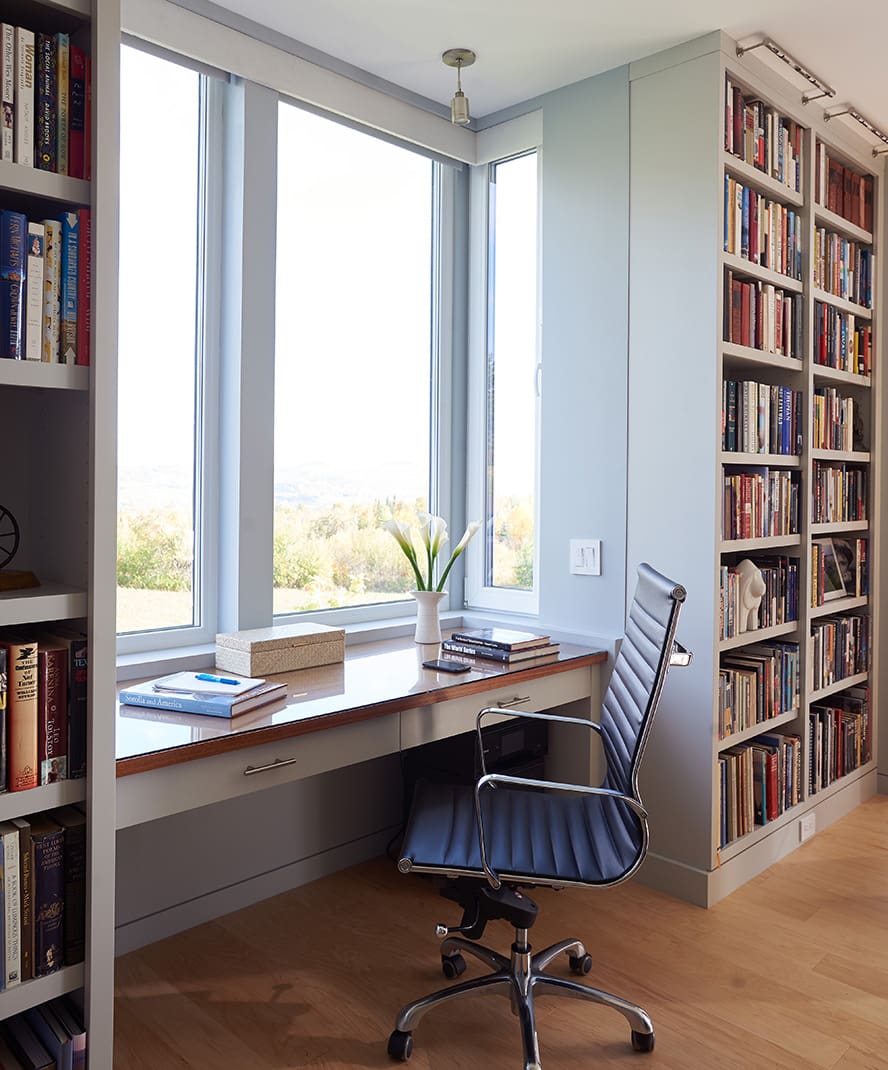 Office with built in bookcases