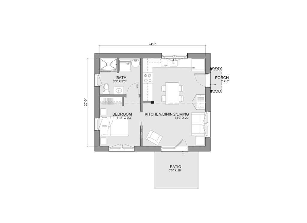 Bensonwood and Unity Homes Nano Bas floor plan.