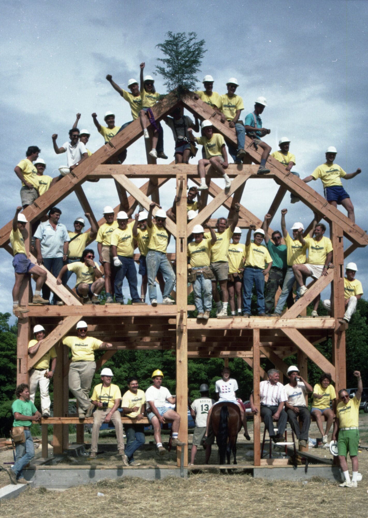 Retro Timber Frame Barn Raising Photo with Tedd Benson